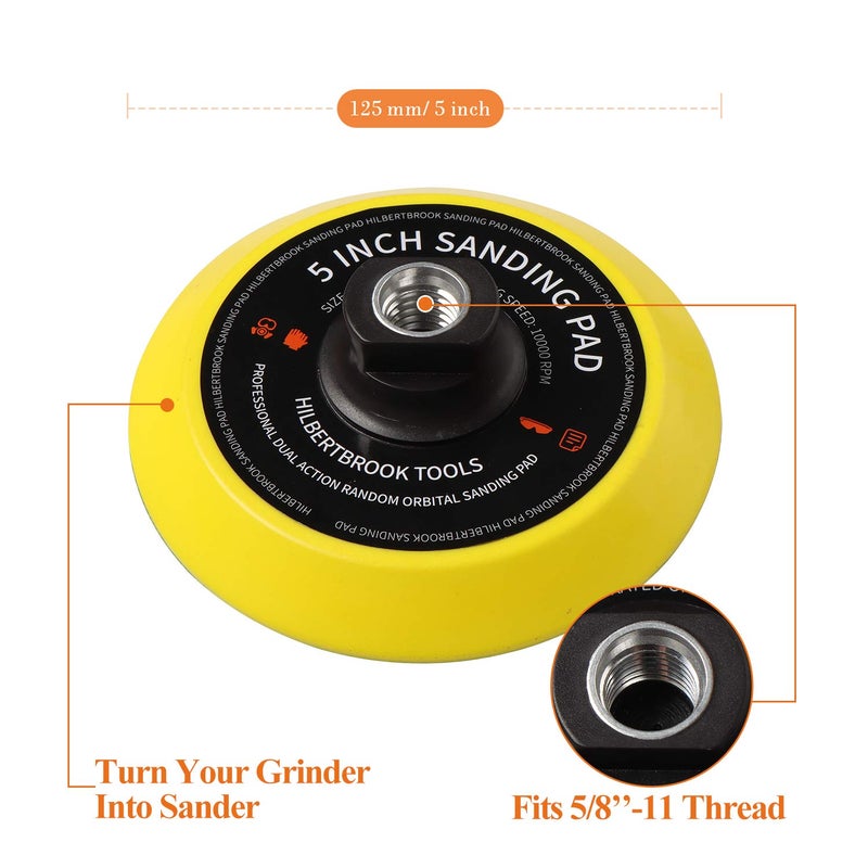 HILBERTBROOK 5 Inch Hook and Loop Backing Pad 5 Inch Backing Plate with 5/8-11 Threads Sanding Pad Angle Grinder Accessories Sanding Buffing Polishing,1 Pack - Image 2